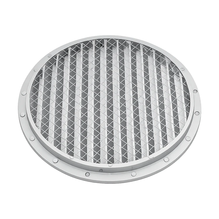 Czerpnia wyrzutnia aluminiowa z lamellą i siatką ochronną fi 160 mm